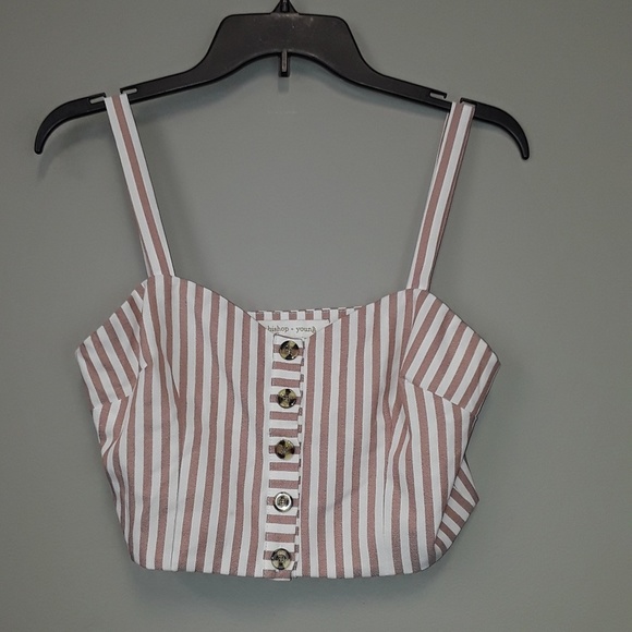 Bishop + Young striped button down crop top - Picture 2 of 8